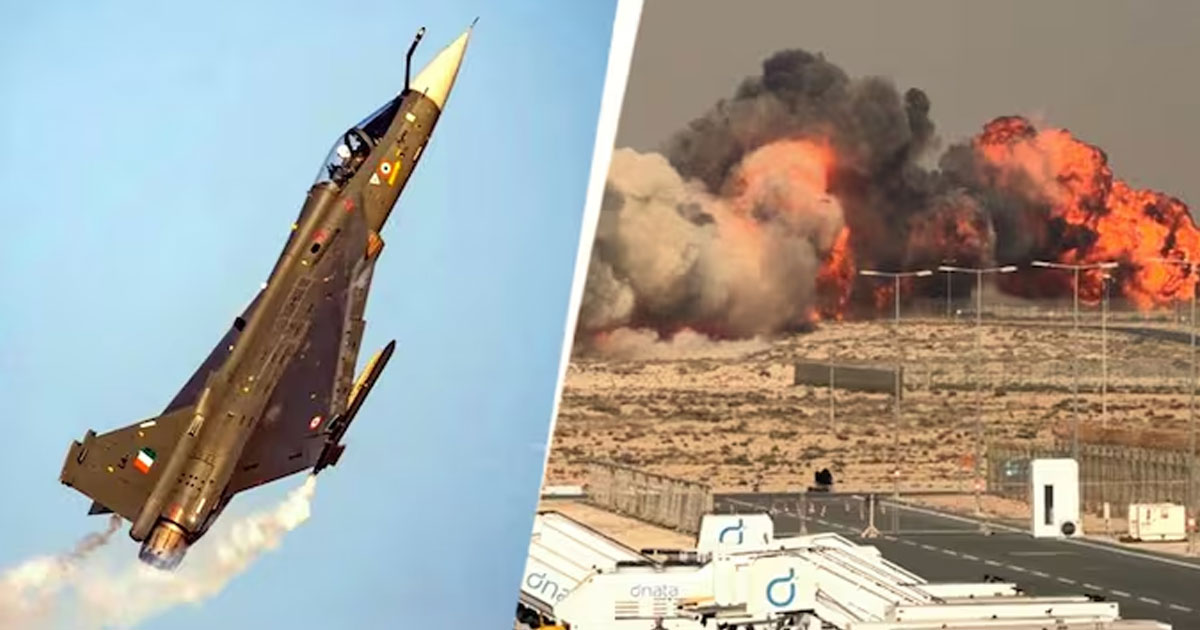 '2 തവണ കരണം മറിഞ്ഞ് പൈലറ്റ് രക്ഷപ്പെടാന്‍ നോക്കി; മൂന്നാം തവണ വിമാനം താഴേക്കു പതിച്ചു തീഗോളമായി' | Tejas fighter jet pilot ejection attempt in new video of last moments of the crash