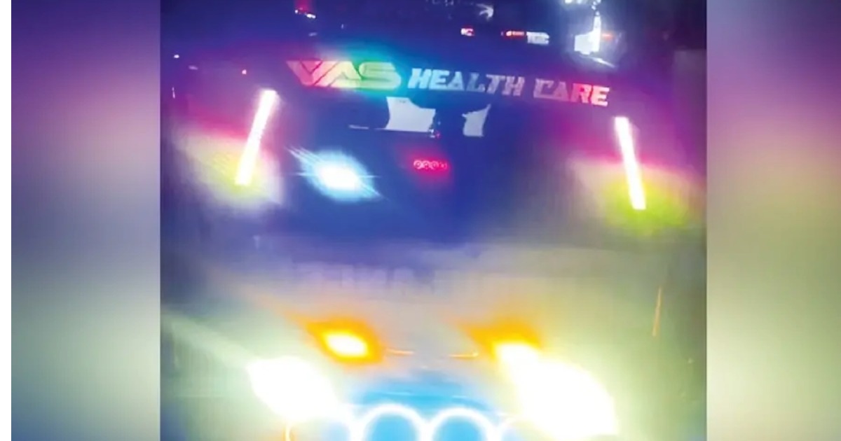  ചുറ്റും എൽഇഡി ലൈറ്റുകൾ, നാല് ഹോണുകൾ; ‘ഡിജെ ആംബുലൻസിനെ’ കുരുക്കി എംവിഡി, 11,000 രൂപ പിഴ