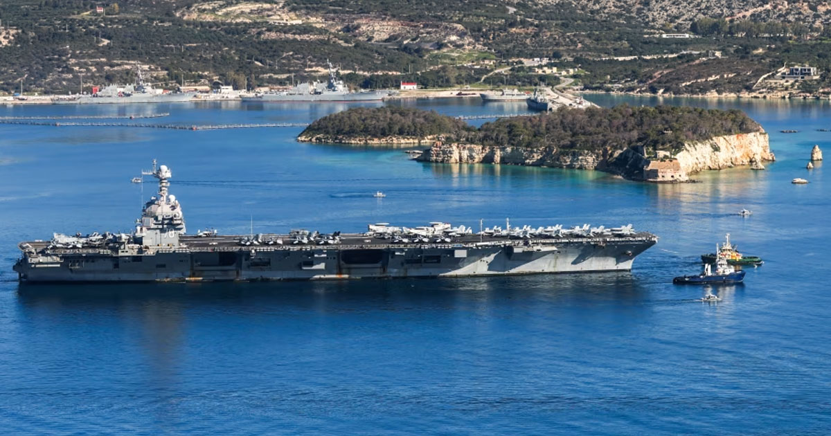  യുഎസ് വിമാനവാഹിനിക്കപ്പൽ ജെറാൾഡ് ആർ. ഫോർഡിൽ തീപിടിത്തം; രണ്ട് നാവികർക്ക് പരിക്ക്