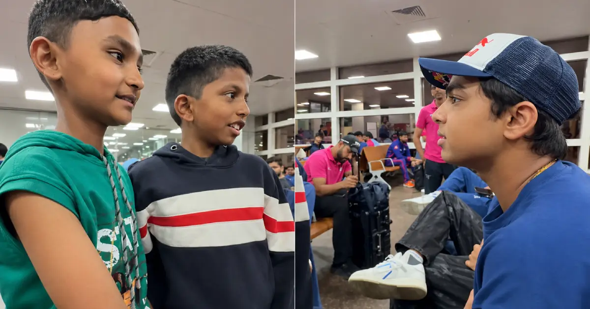  ‘സെൽഫി വേണമെങ്കിൽ 100 രൂപ തരണം’! കുട്ടികളെ അമ്പരപ്പിച്ച് വൈഭവ് സൂര്യവംശി; സോഷ്യൽ മീഡിയയിൽ തരം​ഗമായി വീഡിയോ