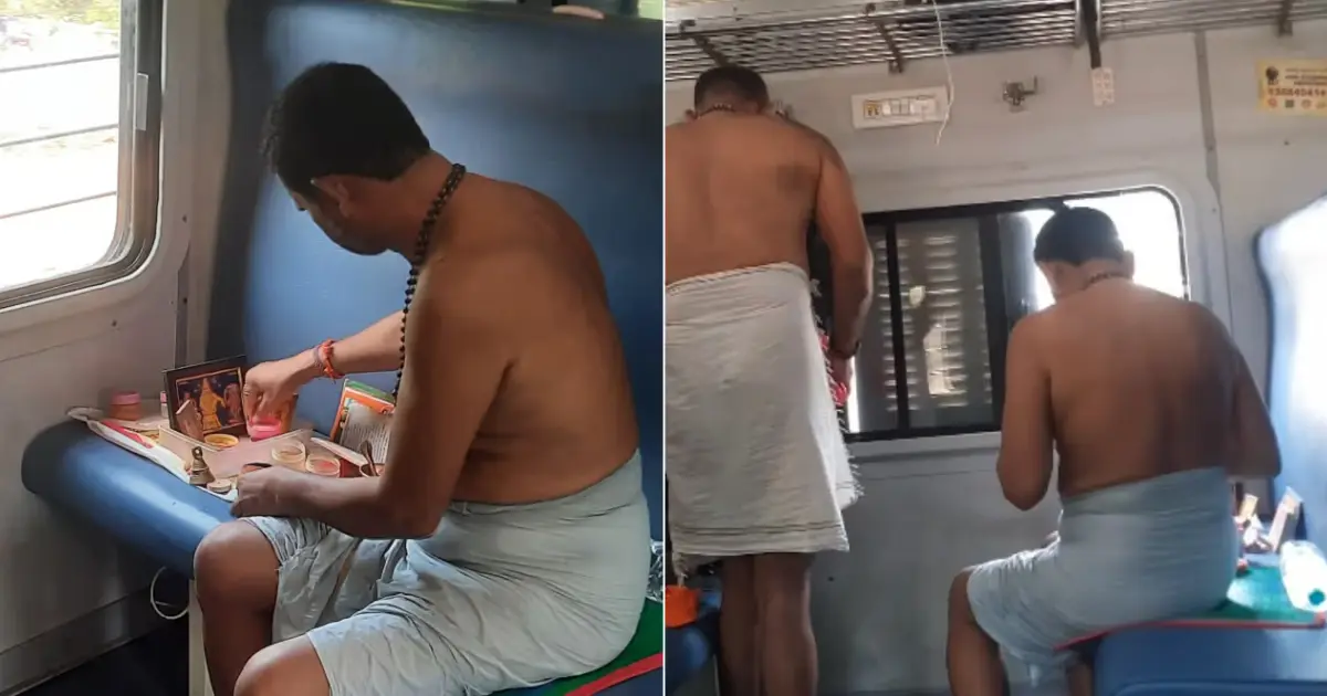  ‘തൃശൂരിൽ നിന്ന് പാലക്കാട്ടേക്ക് പോകുമ്പോഴാണ് ആ കാഴ്ച കണ്ടത്’; ട്രെയിനിനുള്ളിൽ തീ കത്തിച്ച് പൂജയും മണിയടിയും