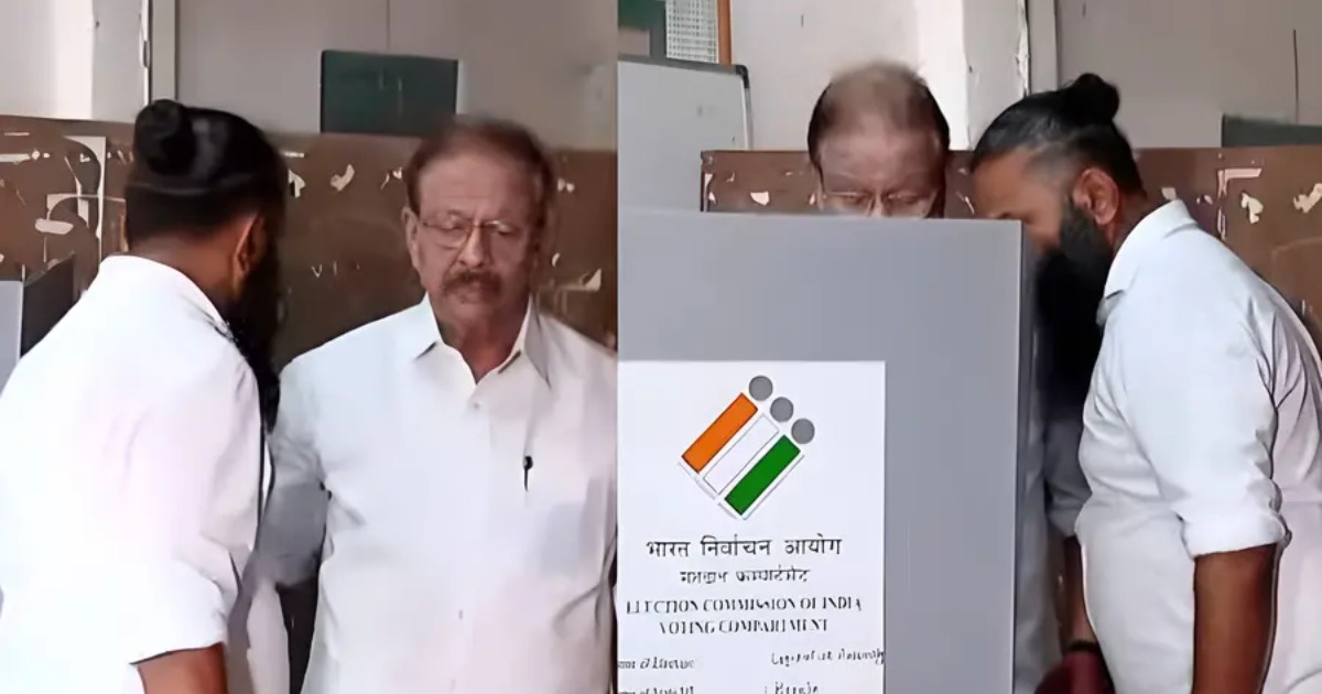 കെ സുധാകരൻ ബൂത്തിനുള്ളിൽ കയറിയത് അനുയായിക്കൊപ്പം; വോട്ടിന്റെ രഹസ്യസ്വഭാവം ലംഘിച്ചെന്ന് പരാതി‌; ദൃശ്യങ്ങൾ പുറത്ത്