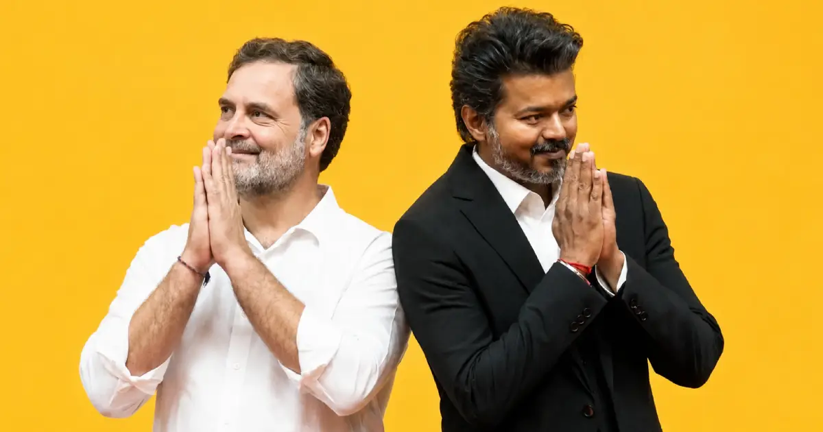 'തന്‍റെ സഹോദരൻ'; വിജയ്‌യുടെ സത്യപ്രതിജ്ഞാ ചടങ്ങിൽ തിളങ്ങി രാഹുൽ