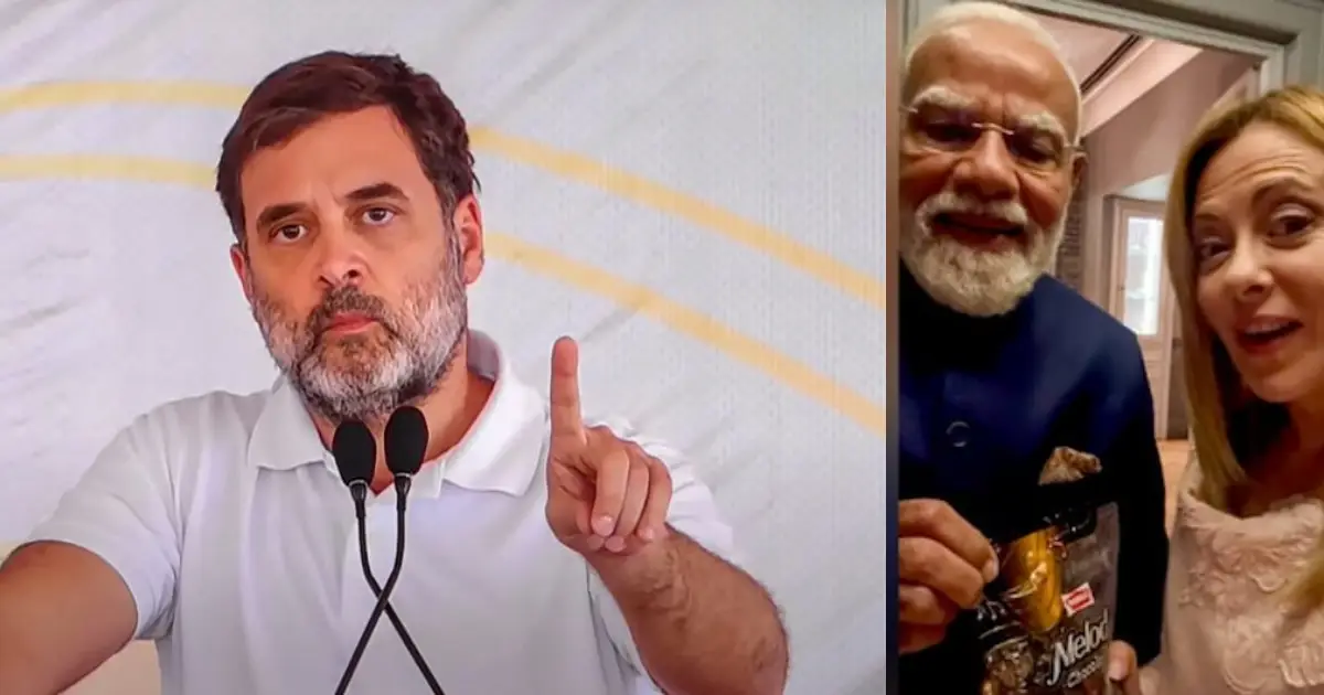 'തലയ്ക്ക് മുകളിൽ സാമ്പത്തിക പ്രതിസന്ധിയുടെ കാർമേഘങ്ങൾ, പ്രധാനമന്ത്രി ഇറ്റലിയിൽ മിഠായി വിതരണം ചെയ്യുന്ന തിരക്കിൽ: രാഹുൽ ഗാന്ധി