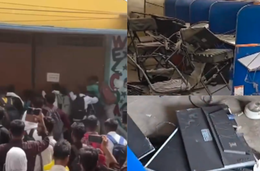  യുപിയിൽ കോൺസ്റ്റബിൾ പരീക്ഷ റദ്ദാക്കി; ‘എക്‌സാം സെന്റർ’ അടിച്ചുതകർത്ത് ഉദ്യോഗാർത്ഥികൾ