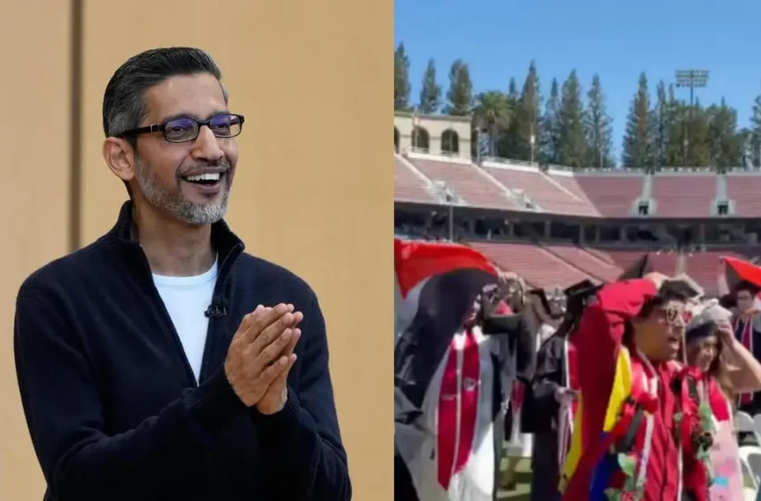  സുന്ദർ പിച്ചെയ്‌ക്കെതിരെ വൻ പ്രതിഷേധം; ‘ഫ്രീ ഫലസ്‌തീൻ’ മുദ്രാവാക്യങ്ങളുമായി വിദ്യാർത്ഥികൾ ബിരുദദാന ചടങ്ങ് ബഹിഷ്‌കരിച്ചു