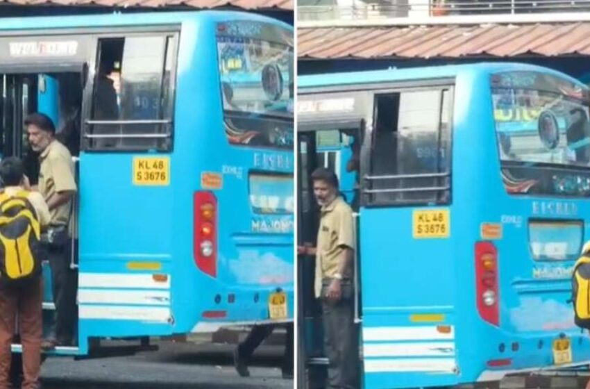  തൃശൂരിൽ വിദ്യാർഥികളെ ബസിൽ കയറ്റിയില്ല; കണ്ടക്ടറോട് കൈകൂപ്പി അപേക്ഷിച്ച് വിദ്യാർഥി