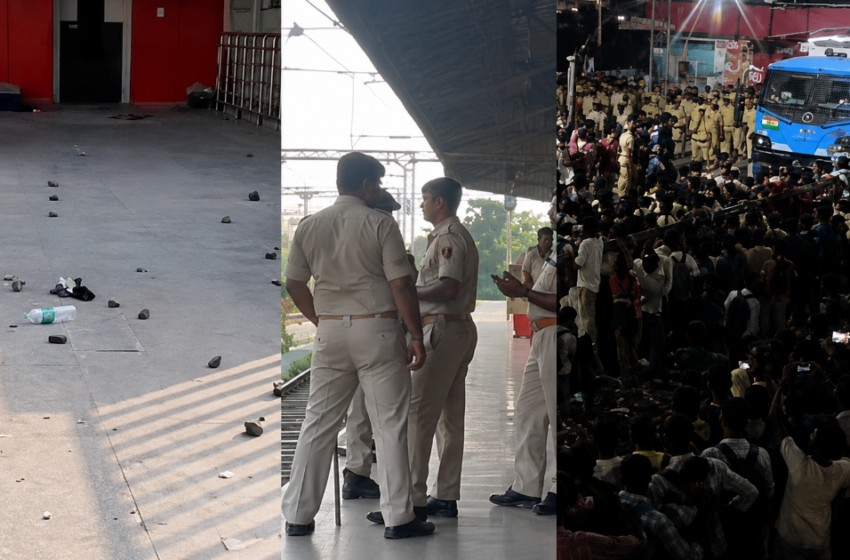  ബിഹാർ പോലീസ് പരീക്ഷ: ട്രെയിൻ വൈകിയതിനെ തുടർന്ന് റെയിൽവേ സ്റ്റേഷൻ തല്ലിത്തകർത്ത് ഉദ്യോഗാർത്ഥികൾ; കല്ലേറും വൻ സംഘർഷവും