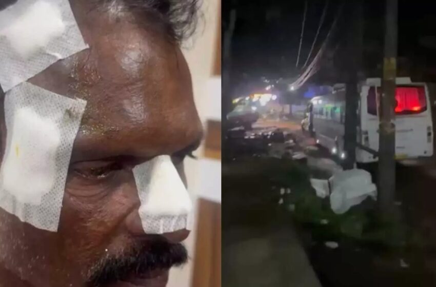  ബൈക്കിലേക്ക് വെള്ളം തെറിപ്പിച്ചു: ടൂറിസ്റ്റ് ബസ് തടഞ്ഞുനിർത്തി ഡ്രൈവറെ ഹെൽമറ്റുകൊണ്ട് അടിച്ചു