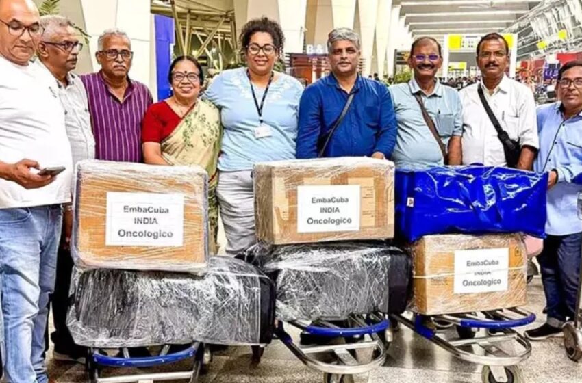 ക്യൂബയിലേക്ക് ജീവൻരക്ഷാ മരുന്നുകളുമായി പി.കെ ശ്രീമതി ഉൾപ്പെടുന്ന സിപിഎം സംഘം