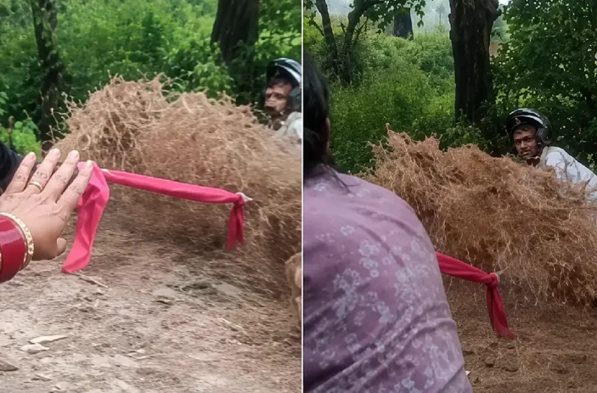  കുത്തിയൊഴുകുന്ന വെള്ളത്തിൽ കുടുങ്ങി ബൈക്ക് യാത്രികൻ; ഷാളുകൾ കൂട്ടിക്കെട്ടി യുവാവിനെ കരകയറ്റി യാത്രാസംഘം