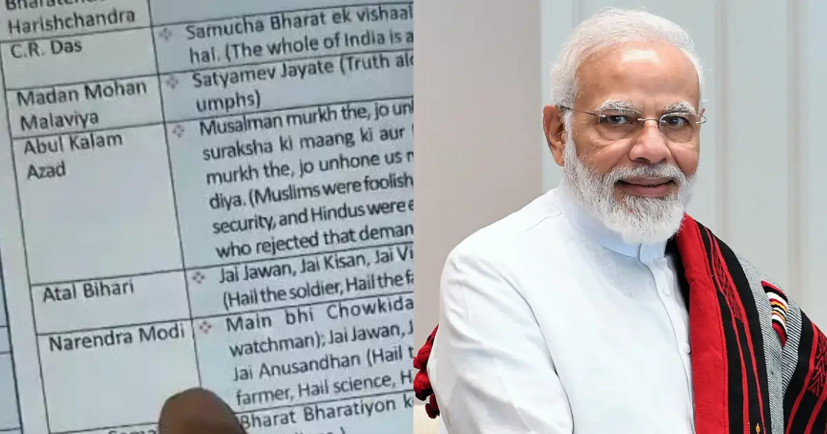 സ്വാതന്ത്ര്യത്തിനു ശേഷം ജനിച്ച മോദി സ്വാതന്ത്ര്യസമര സേനാനി; കോച്ചിങ് സെന്റർ ഗൈഡിലെ പരാമർശം വൻ വിവാദത്തിൽ