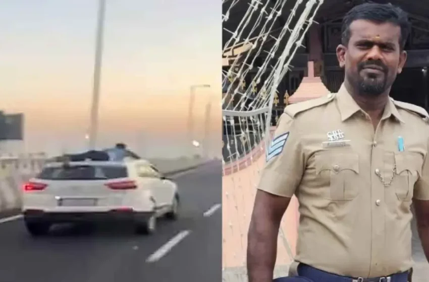  40 കിലോമീറ്റർ കാറിന്റെ മുകളിൽ, ലഹരിസംഘത്തെ വിടാതെ വേല്‍മുരുകന്‍; സിനിമാറ്റിക് ചേസിംഗിലൂടെ ഹീറോയായി ഹെഡ് കോൺസ്റ്റബിൾ