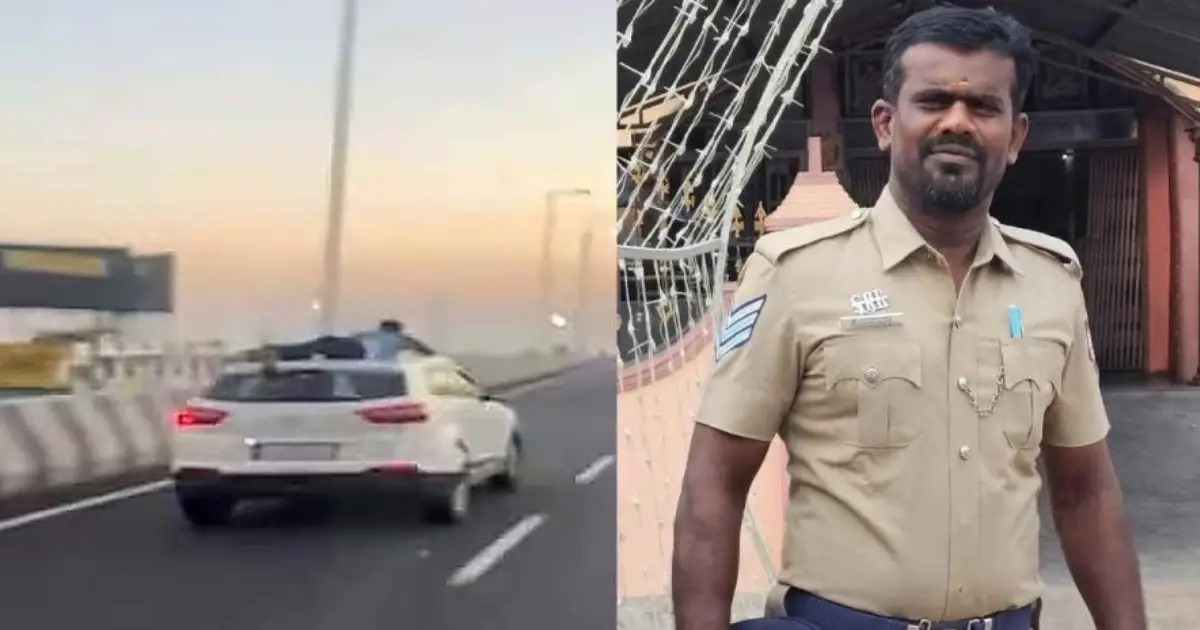  40 കിലോമീറ്റർ കാറിന്റെ മുകളിൽ, ലഹരിസംഘത്തെ വിടാതെ വേല്‍മുരുകന്‍; സിനിമാറ്റിക് ചേസിംഗിലൂടെ ഹീറോയായി ഹെഡ് കോൺസ്റ്റബിൾ