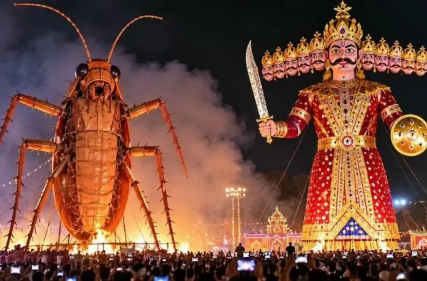  ദസറക്ക് രാവണനൊപ്പം 30 അടി ഉയരമുള്ള പാറ്റയുടെ കോലവും കത്തിക്കും; ലക്ഷ്യം ശുചിത്വ സന്ദേശമെന്ന് ബിജെപി
